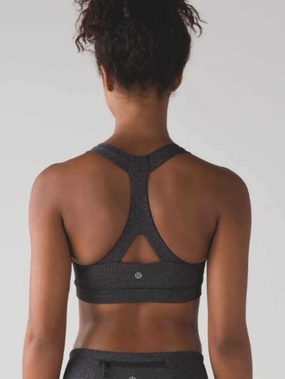 Lululemon Fast Lane Bra. Power Luxtreme Variegated Knit Black Heathered Black. 8